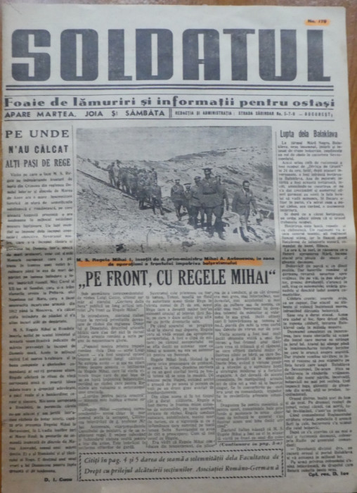 Soldatul, foaie de lamuriri si informatii pentru ostasi, 11.08.1942, Antonescu