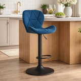 Cumpara ieftin Scaun de bucatarie/bar, Artool, West, rotativ, catifea bleumarin, picior metal negru, 46x48.5x90-111 cm