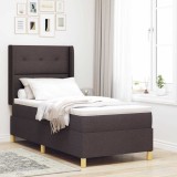 Cumpara ieftin Pat cu saltea cu arcuri Maro &icirc;nchis 90 x 200 cm țesătură