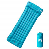 VidaXL Saltea de camping auto-gonflabilă, cu pernă integrată, albastru
