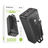 POWER BANK Borofone &quot;BJ57B&quot;, 30000mAh, 22.5W, 2 x USB; 1 x cablu USB Type-C, 1 x cablu Iphone Lightning, negru, &quot;6941991116469&quot; (timbru verde 0.98 lei