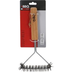 Perie curatare gratar BBQ cu maner din lemn si sarma spiralata