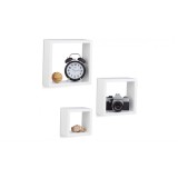 Set de 3 rafturi de perete Relaxdays Cube, Alb, 25 x 25 x 25 cm - RESIGILAT