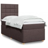 vidaXL Pat box spring cu saltea, maro &icirc;nchis, 80x200 cm, textil