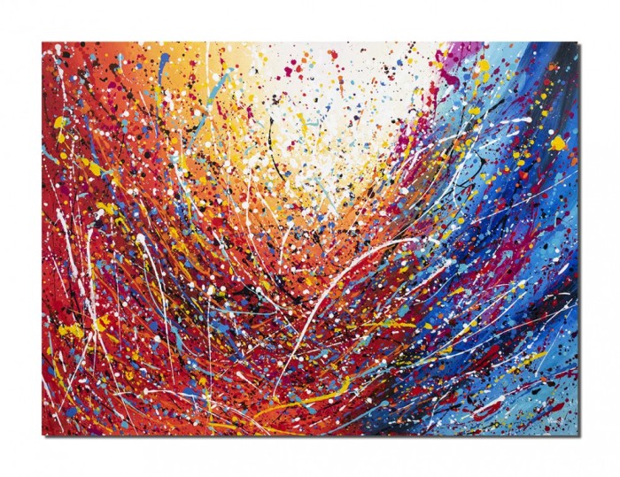 Tablou abstract pictat manual living, birou, Compozitie abstracta, 120x90cm ulei pe panza, reproducere Jackson Pollock