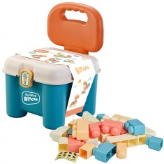 Jucarie Montessori educativ interactiv, tip scaun cu lego, 32 de pise moi, 24x24x32cm, + 3 ani NippleBaby