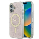 Husa pentru iPhone 16 - Guess IML 4G MagSafe (GUHMP16SH4STP) - Pink
