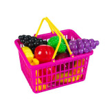 Set Jucarii Fructe in cos de cumparaturi, Plastic, 18 piese, ATU-087936