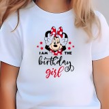 Tricou fete, aniversare, tematica Minnie Mouse, Happy Birthday, 5 ani
