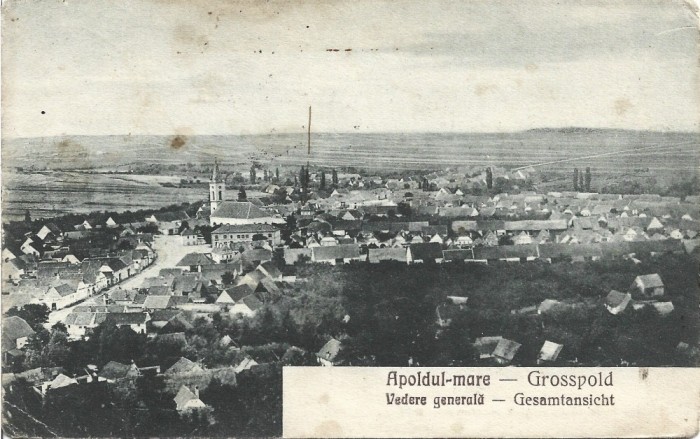 CP772N Apoldul Mare, Vedere generală/Grosspold, Gesamtansicht, carte poștală circulată Făgăraș