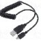 Cablu USB A mufa, USB B micro mufa, spiralat, USB 2.0, lungime {{Lungime cablu}}, negru, Goobay - 62334