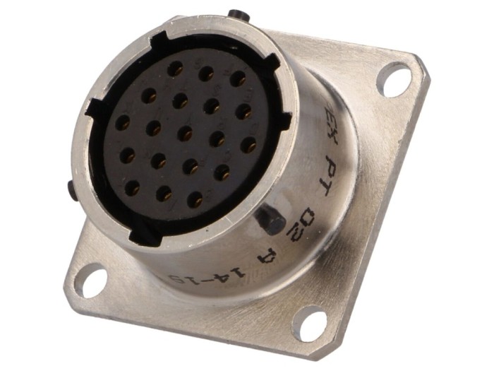Conector circular flanșă 4 orificii, 19 pini