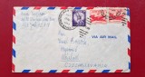 Plic aerogramă SUA &ndash; New York către Cehoslovacia, 1958, cu francatură mixtă Air Mail