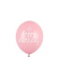 Set 10 baloane latex roz HAPPY BIRTHDAY 30 cm