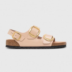 Birkenstock sandale de piele Milano Big Buckle femei, culoarea bej  1026484