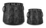 Cumpara ieftin Set 2 suporturi lumanari metal negru Larjam 22.5x18.5 cm, 29.5x26 cm