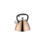 Fierbător tradițional cu fluier fabricat din inox, ceainic 3 litri, 22-24 cm, maro, Klausberg