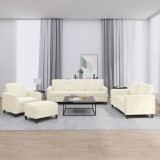 VidaXL Set de canapele, 4 piese, crem, catifea