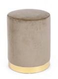 Cumpara ieftin Taburet catifea bej cu baza metal aurie Lucilla &Oslash; 35 cm x 40 h