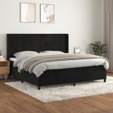 VidaXL Pat box spring cu saltea, negru, 200x200 cm, catifea