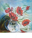 Tablou oala cu maci semnat Cimpoesu.