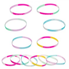 Set Brățări Silicon, Model Tie Dye, Mesaje Motivationale, Multicolor, 12 Bucăți