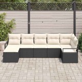 Cumpara ieftin Set de canapele pentru grădină cu pernă 7 pcs Negru, Crem