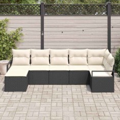 vidaXL Set de canapele pentru grădină 7 pcs Negru Rattan poli 3346467