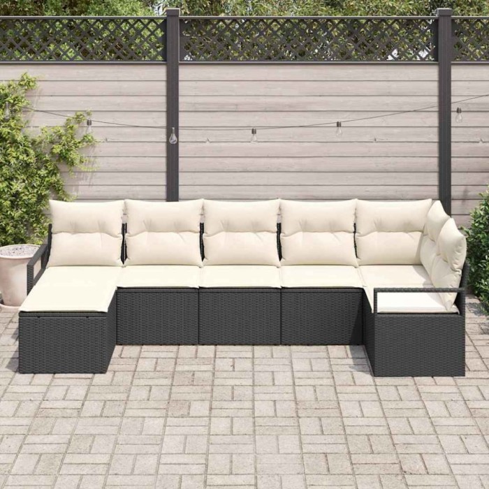 vidaXL Set de canapele pentru grădină 7 pcs Negru Rattan poli 3346467