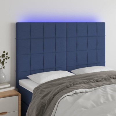 Gossi tablie de pat cu led, albastru, 144x5x118/128 cm, textil foto
