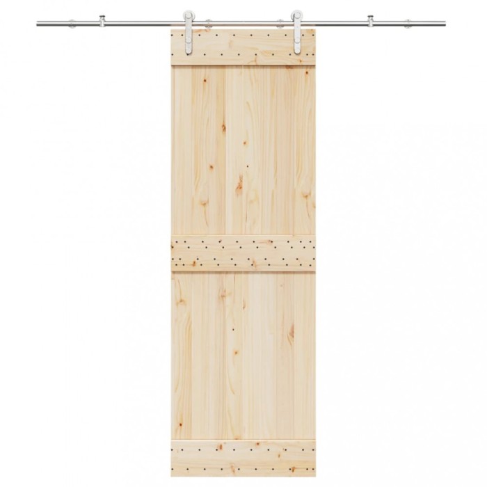 Set piese pentru ușă glisantă, argintiu, 200 cm oțel inoxidabil
