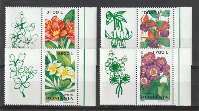 Romania,Flori cu vinieta ,nr lista 1510 a .