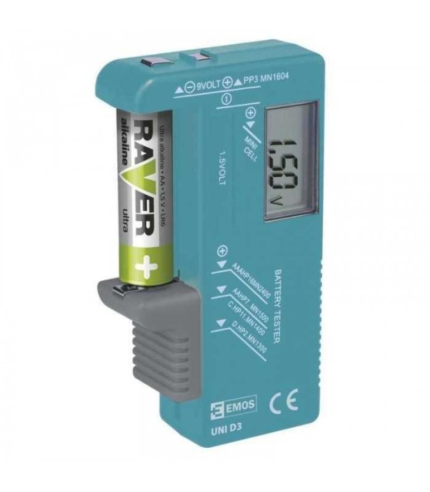 Tester baterii cu display digital AAA AA C D 9 V buton 1.5V VUNI D3