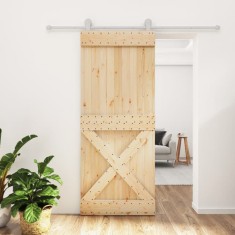 Ușă glisantă cu set de feronerie 85x210 cm, lemn masiv de pin foto