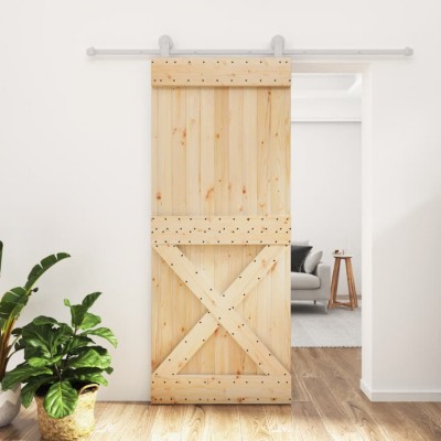vidaXL Ușă glisantă cu set de feronerie 85x210 cm, lemn masiv de pin foto