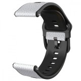 Curea hibrid silicon-piele, compatibila Huawei Watch Fit 3, adaptor inclus, telescoape Quick Release, Pearl White