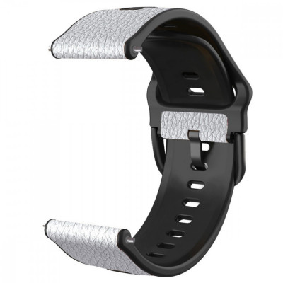 Curea hibrid piele-silicon compatibila cu Xiaomi Watch S1 Active, Telescoape QR, 22mm, Pearl White foto