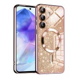 Husa premium Samsung Galaxy A55 5G Techsuit Luxury Glitter MagSafe, roz auriu