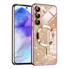 Husa premium Samsung Galaxy A55 5G Techsuit Luxury Glitter MagSafe, roz auriu foto