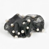 Elastic negru cu perle albe