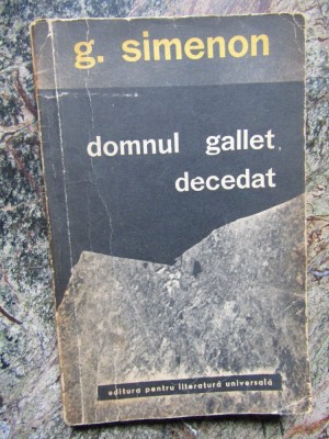 DOMNUL GALLET, DECEDAT-GEORGES SIMENON foto