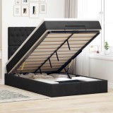 vidaXL Cadru de pat otoman cu saltele, catifea neagră 120x190cm 3314380