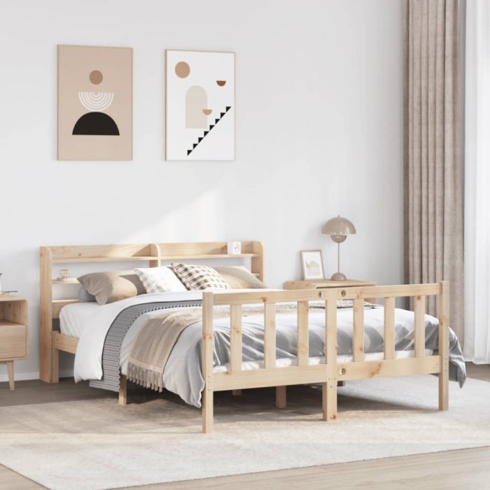 Gossi cadru de pat fara saltea, 140x190 cm, lemn masiv de pin