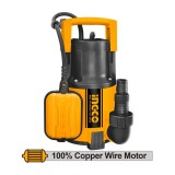 Pompa submersibila cu plutitor 400W, 117L/min, 8m, apa curata, INGCO SPC4008