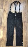 Pantaloni piele naturala Lederhosen cu bretele marime L-XL stil traditional german austriac, vintage colectie