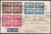 ROMANIA1928 LP 80 a POSTA AERIANA C.RAIU FILIGRAN ORIZONTAL SERIA IN BLOC DE 4 TIMBRE/PLIC PRIN AVION BUCURESTI-NORWICH/ANGLIA, Stampilat
