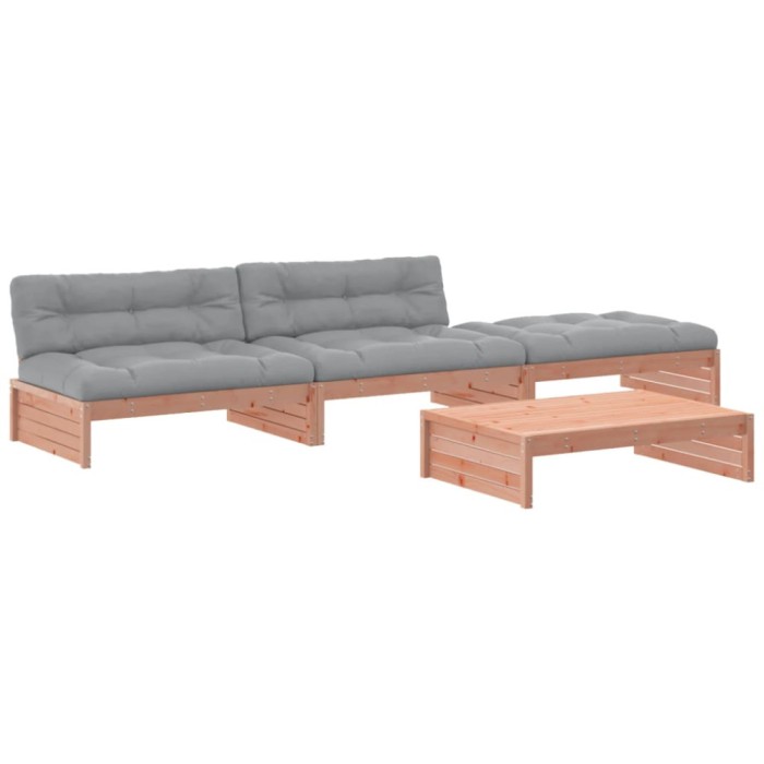 Set mobilier de gradina cu perne, 4 piese, lemn masiv douglas