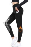 25"/28" Leggingi de yoga cu buzunare pentru femei, pantaloni de antrenament cu talie &icirc;naltă căptușiți cu fleece