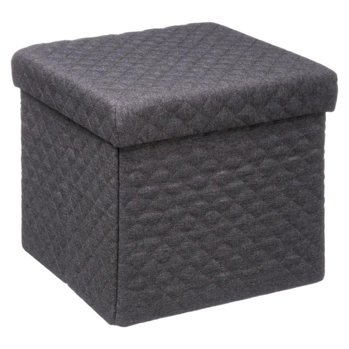 Taburet pliabil 5Five patrat cu spatiu de depozitare, MDF, 31x31x31 cm, gri inchis