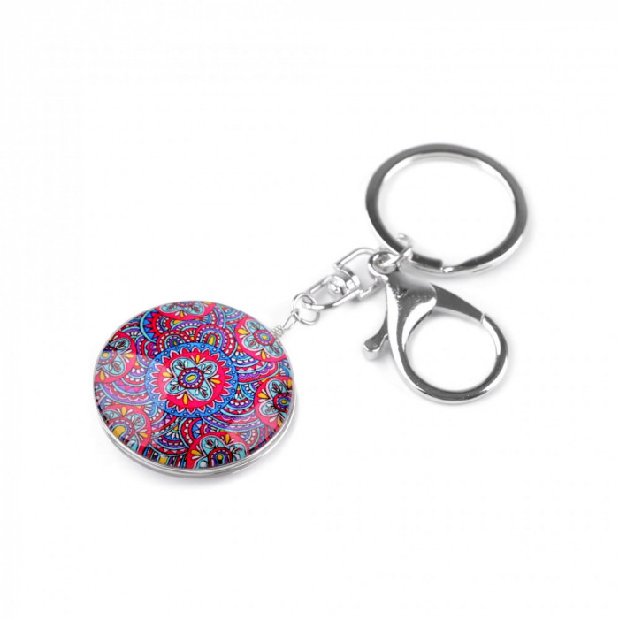 Breloc pentru chei Mandala 3.5 cm, Rosu